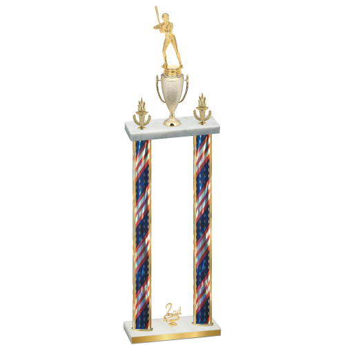 Double Flag USA Second Place Softball Trophy
