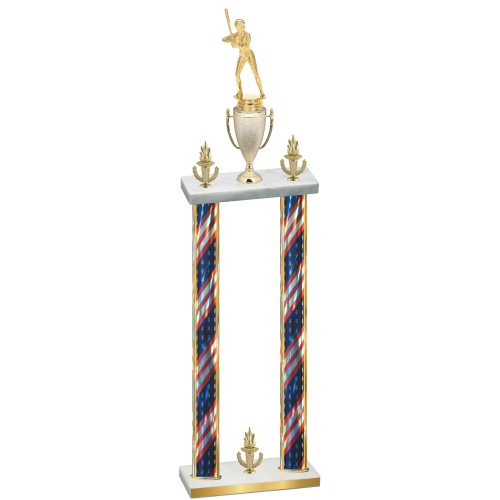 Double Flag USA Victory Softball Trophy