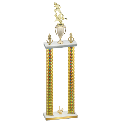 Double Gold Carbon Fiber First Place Football Trophy