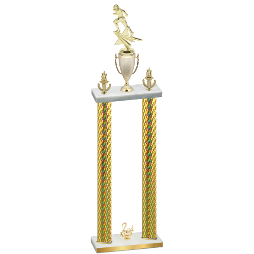 Double Gold Carbon Fiber Second Place Football Trophy