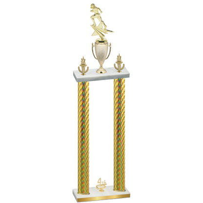 Double Gold Carbon Fiber Fourth Place Football Trophy