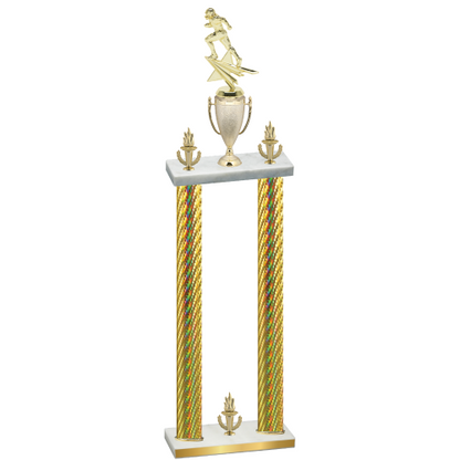 Double Gold Carbon Fiber Victory Football Trophy