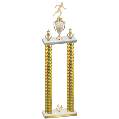 Double Gold Carbon Fiber Fourth Place Running Trophy