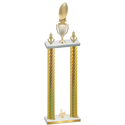 Double Gold Carbon Fiber Third Place Football Trophy