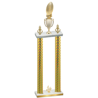 Double Gold Carbon Fiber Fourth Place Football Trophy