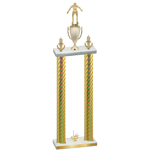 Double Gold Carbon Fiber First Place Wrestling Trophy