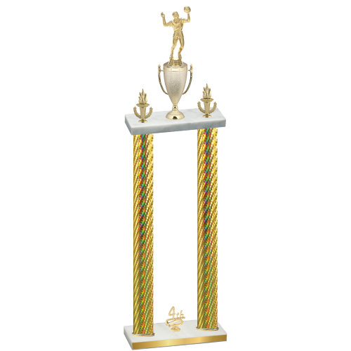 Double Gold Carbon Fiber Fourth Place Volleyball Trophy