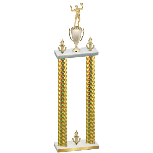 Double Gold Carbon Fiber Victory Volleyball Trophy