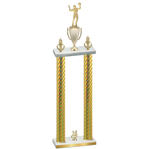 Double Gold Carbon Fiber Year Volleyball Trophy