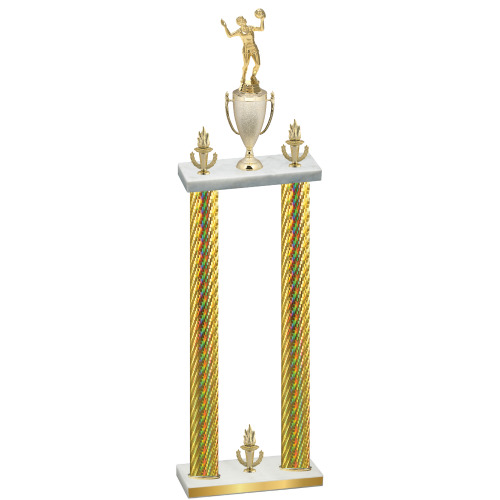Double Gold Carbon Fiber Victory Volleyball Trophy