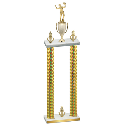 Double Gold Carbon Fiber Victory Volleyball Trophy