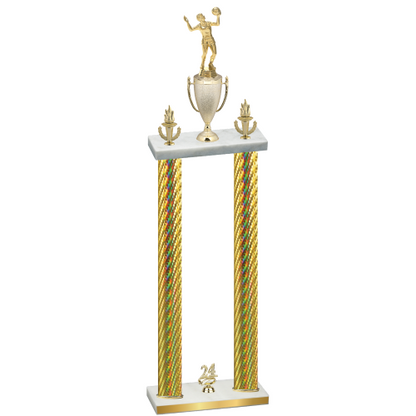 Double Gold Carbon Fiber Year Volleyball Trophy