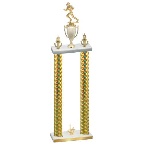 Double Gold Carbon Fiber First Place Football Trophy
