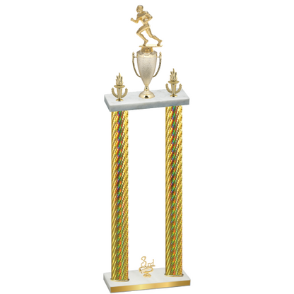 Double Gold Carbon Fiber Third Place Football Trophy