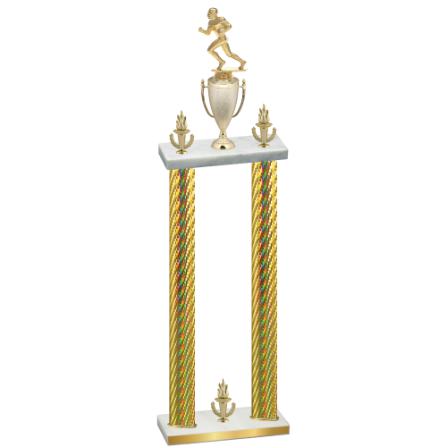 Double Gold Carbon Fiber Victory Football Trophy