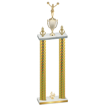 Double Gold Carbon Fiber Fourth Place Cheerleading Trophy