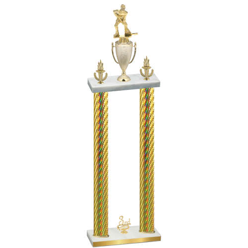 Double Gold Carbon Fiber Third Place Hockey Trophy