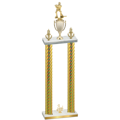 Double Gold Carbon Fiber Third Place Hockey Trophy