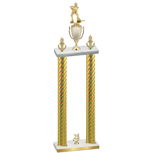 Double Gold Carbon Fiber Year Hockey Trophy