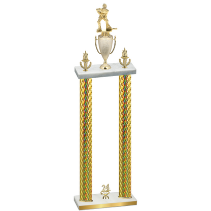 Double Gold Carbon Fiber Year Hockey Trophy