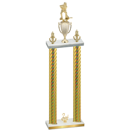Double Gold Carbon Fiber Second Place Hockey Trophy
