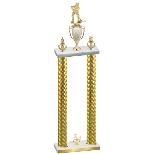 Double Gold Carbon Fiber Third Place Hockey Trophy