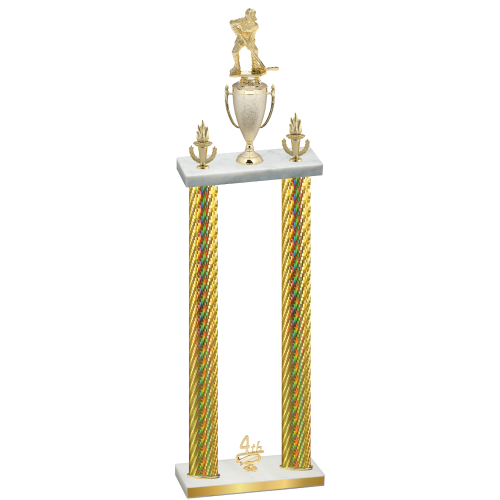 Double Gold Carbon Fiber Fourth Place Hockey Trophy