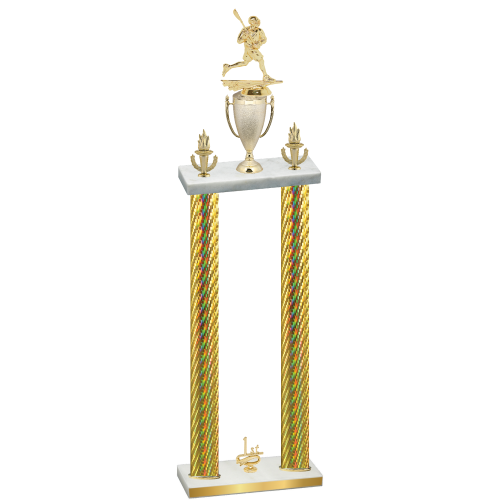 Double Gold Carbon Fiber First Place Lacrosse Trophy