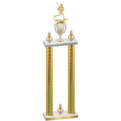 Double Gold Carbon Fiber Victory Lacrosse Trophy