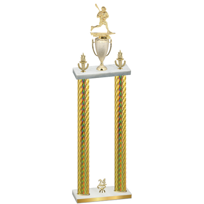 Double Gold Carbon Fiber Year Lacrosse Trophy