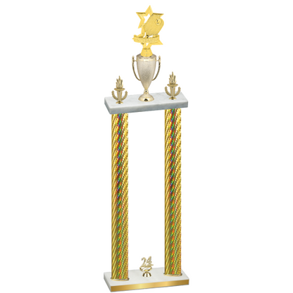 Double Gold Carbon Fiber Year Pickleball Trophy