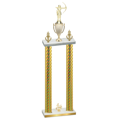 Double Gold Carbon Fiber Fourth Place Archery Trophy
