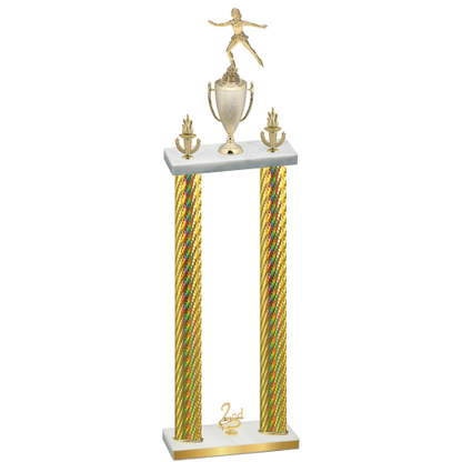 Double Gold Carbon Fiber Second Place Skater Trophy