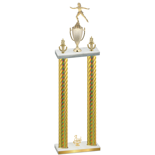 Double Gold Carbon Fiber Third Place Skater Trophy
