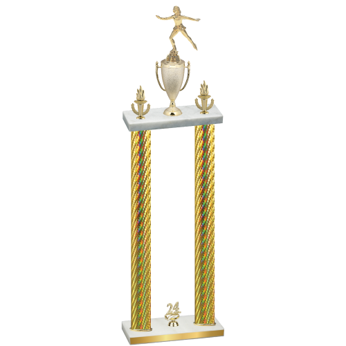 Double Gold Carbon Fiber Year Skater Trophy
