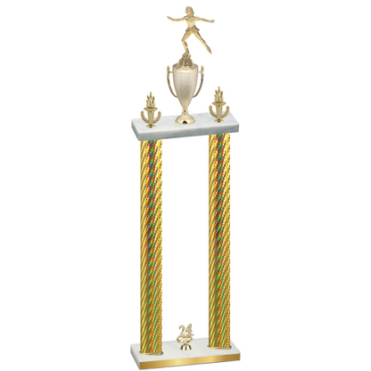 Double Gold Carbon Fiber Year Skater Trophy