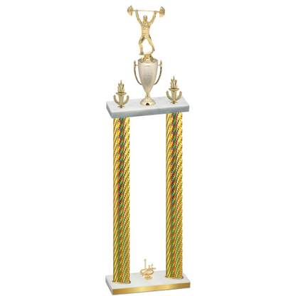 Double Gold Carbon Fiber First Place Weights Trophy