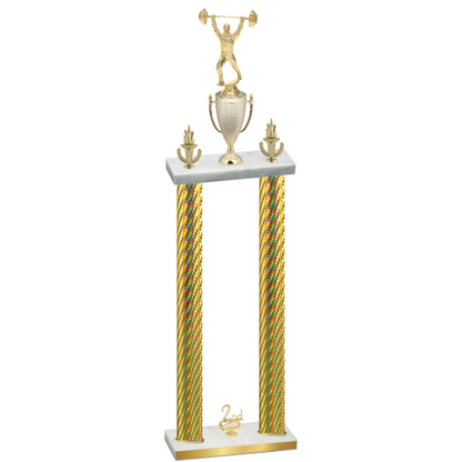 Double Gold Carbon Fiber Second Place Weights Trophy