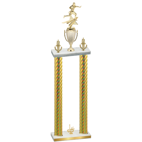 Double Gold Carbon Fiber First Place Flag Football Trophy