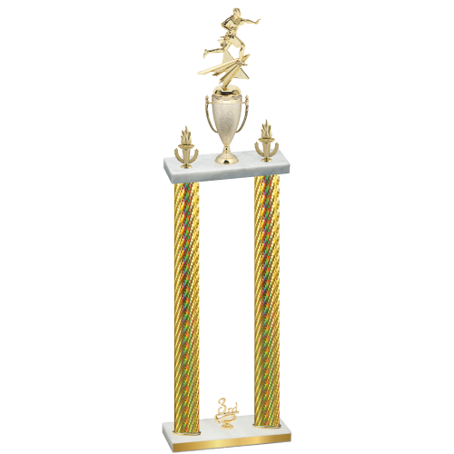 Double Gold Carbon Fiber Third Place Flag Football Trophy