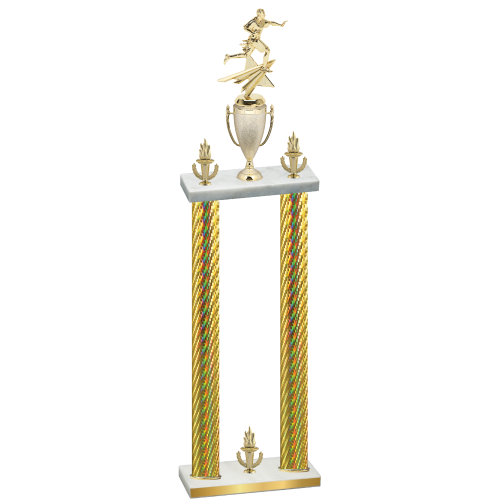 Double Gold Carbon Fiber Victory Flag Football Trophy