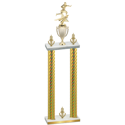 Double Gold Carbon Fiber Victory Flag Football Trophy