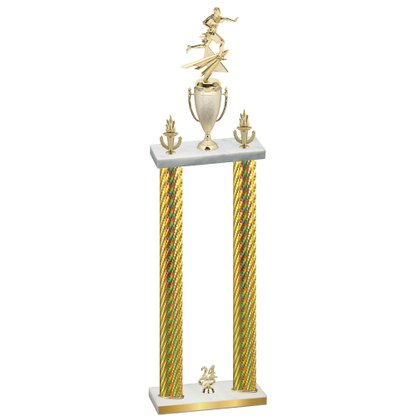 Double Gold Carbon Fiber Year Flag Football Trophy