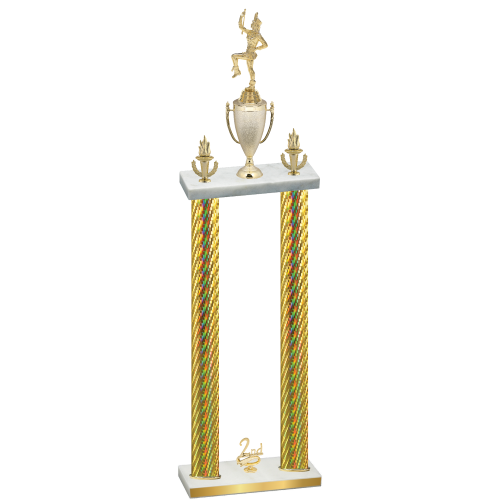 Double Gold Carbon Fiber Second Place Majorette Trophy