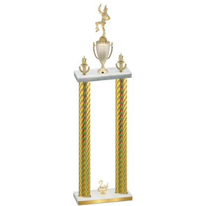 Double Gold Carbon Fiber Second Place Majorette Trophy