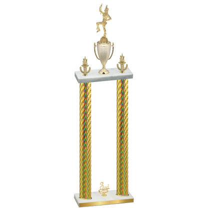 Double Gold Carbon Fiber Third Place Majorette Trophy