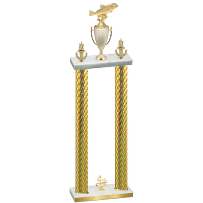 Double Gold Carbon Fiber Fourth Place Fishing Trophy