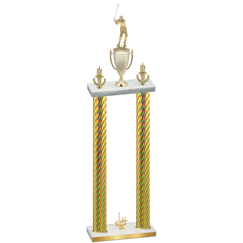 Double Gold Carbon Fiber First Place Golf Trophy