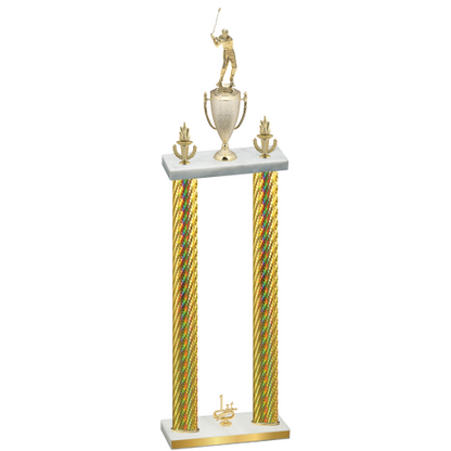 Double Gold Carbon Fiber First Place Golf Trophy