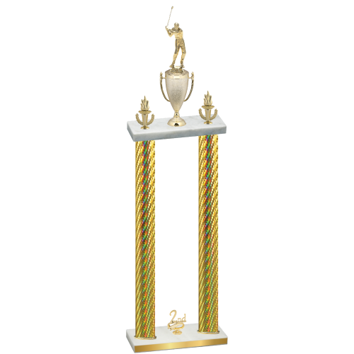 Double Gold Carbon Fiber Second Place Golf Trophy